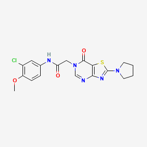 molecular formula C18H18ClN5O3S B2430798 N-(3-chloro-4-methoxyphenyl)-2-[7-oxo-2-(pyrrolidin-1-yl)-6H,7H-[1,3]thiazolo[4,5-d]pyrimidin-6-yl]acetamide CAS No. 1223909-02-1