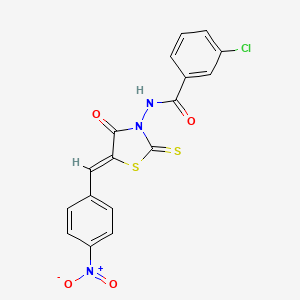 3-chloro-N-[(5Z)-5-[(4-nitrophenyl)methylidene]-4-oxo-2-sulfanylidene-1,3-thiazolidin-3-yl]benzamide