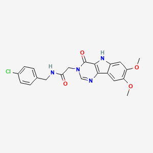 molecular formula C21H19ClN4O4 B2430810 N-[(4-chlorophenyl)methyl]-2-{7,8-dimethoxy-4-oxo-3H,4H,5H-pyrimido[5,4-b]indol-3-yl}acetamide CAS No. 1105228-90-7