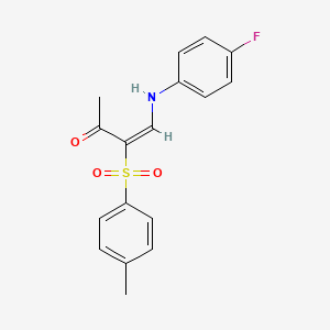(E)-4-(4-fluoroanilino)-3-(4-methylphenyl)sulfonylbut-3-en-2-one