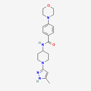 molecular formula C20H27N5O2 B2430819 N-(1-(5-methyl-1H-pyrazol-3-yl)piperidin-4-yl)-4-morpholinobenzamide CAS No. 2034203-99-9
