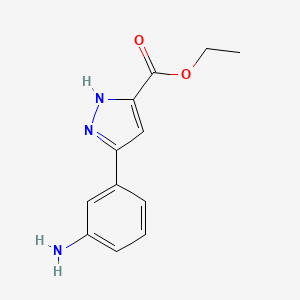 molecular formula C12H13N3O2 B2430853 ethyl 5-(3-aminophenyl)-1H-pyrazole-3-carboxylate CAS No. 1025724-78-0