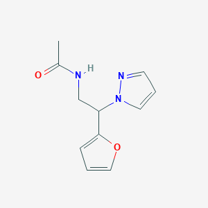 molecular formula C11H13N3O2 B2430857 N-(2-(furan-2-yl)-2-(1H-pyrazol-1-yl)ethyl)acetamide CAS No. 2034566-00-0