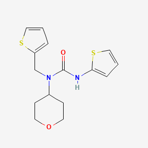 B2430901 1-(tetrahydro-2H-pyran-4-yl)-3-(thiophen-2-yl)-1-(thiophen-2-ylmethyl)urea CAS No. 1797961-11-5