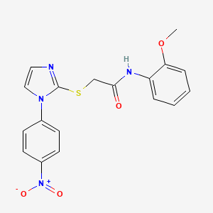 molecular formula C18H16N4O4S B2431014 N-(2-methoxyphenyl)-2-{[1-(4-nitrophenyl)-1H-imidazol-2-yl]sulfanyl}acetamide CAS No. 851079-77-1