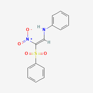 molecular formula C14H12N2O4S B2431036 N-[(E)-2-(benzenesulfonyl)-2-nitroethenyl]aniline CAS No. 1164530-75-9