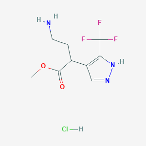 molecular formula C9H13ClF3N3O2 B2431058 methyl 4-amino-2-[3-(trifluoromethyl)-1H-pyrazol-4-yl]butanoate hydrochloride CAS No. 2248359-60-4