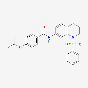 molecular formula C25H26N2O4S B2431077 N-[1-(benzenesulfonyl)-1,2,3,4-tetrahydroquinolin-7-yl]-4-(propan-2-yloxy)benzamide CAS No. 1005299-09-1