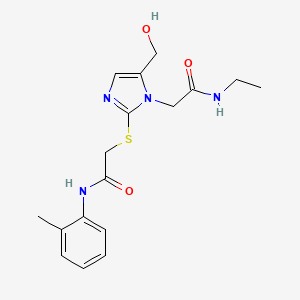 molecular formula C17H22N4O3S B2431157 N-ethyl-2-(5-(hydroxymethyl)-2-((2-oxo-2-(o-tolylamino)ethyl)thio)-1H-imidazol-1-yl)acetamide CAS No. 923164-60-7
