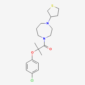 2-(4-Chlorophenoxy)-2-methyl-1-(4-(tetrahydrothiophen-3-yl)-1,4-diazepan-1-yl)propan-1-one