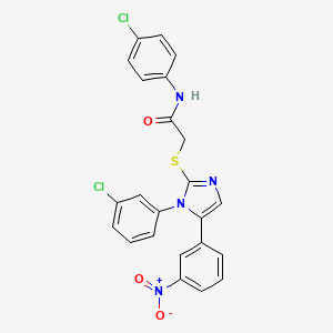molecular formula C23H16Cl2N4O3S B2431246 N-(4-chlorophenyl)-2-((1-(3-chlorophenyl)-5-(3-nitrophenyl)-1H-imidazol-2-yl)thio)acetamide CAS No. 1234854-06-8