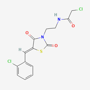 molecular formula C14H12Cl2N2O3S B2431294 2-Chloro-N-(2-(5-(2-chlorobenzylidene)-2,4-dioxothiazolidin-3-yl)ethyl)acetamide CAS No. 554424-03-2