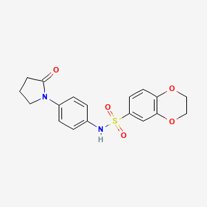 molecular formula C18H18N2O5S B2431314 N-[4-(2-oxopyrrolidin-1-yl)phenyl]-2,3-dihydro-1,4-benzodioxine-6-sulfonamide CAS No. 931010-68-3