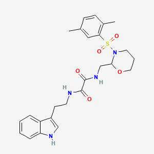 molecular formula C25H30N4O5S B2431316 N1-(2-(1H-indol-3-yl)ethyl)-N2-((3-((2,5-dimethylphenyl)sulfonyl)-1,3-oxazinan-2-yl)methyl)oxalamide CAS No. 872724-50-0