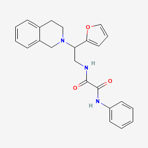 molecular formula C23H23N3O3 B2431372 N1-(2-(3,4-dihydroisoquinolin-2(1H)-yl)-2-(furan-2-yl)ethyl)-N2-phenyloxalamide CAS No. 898458-84-9