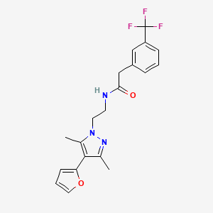 molecular formula C20H20F3N3O2 B2431374 N-(2-(4-(furan-2-yl)-3,5-dimethyl-1H-pyrazol-1-yl)ethyl)-2-(3-(trifluoromethyl)phenyl)acetamide CAS No. 2097868-18-1