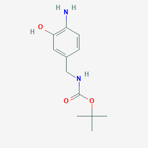 molecular formula C12H18N2O3 B2431377 tert-butyl N-[(4-amino-3-hydroxyphenyl)methyl]carbamate CAS No. 1504557-58-7