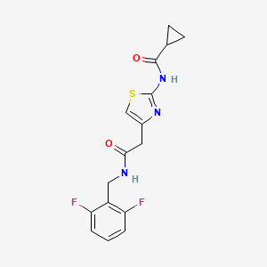 molecular formula C16H15F2N3O2S B2431383 N-[4-({[(2,6-difluorophenyl)methyl]carbamoyl}methyl)-1,3-thiazol-2-yl]cyclopropanecarboxamide CAS No. 923140-43-6