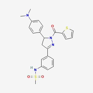 molecular formula C23H24N4O3S2 B2431386 N-(3-(5-(4-(dimethylamino)phenyl)-1-(thiophene-2-carbonyl)-4,5-dihydro-1H-pyrazol-3-yl)phenyl)methanesulfonamide CAS No. 852141-67-4