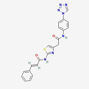 molecular formula C21H17N7O2S B2431479 N-(4-(2-((4-(1H-tetrazol-1-yl)phenyl)amino)-2-oxoethyl)thiazol-2-yl)cinnamamide CAS No. 1207062-26-7