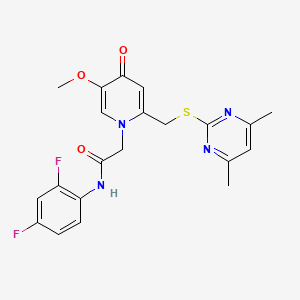 molecular formula C21H20F2N4O3S B2431481 N-(2,4-difluorophenyl)-2-(2-(((4,6-dimethylpyrimidin-2-yl)thio)methyl)-5-methoxy-4-oxopyridin-1(4H)-yl)acetamide CAS No. 933253-15-7