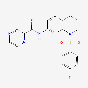 N-(1-((4-fluorophenyl)sulfonyl)-1,2,3,4-tetrahydroquinolin-7-yl)pyrazine-2-carboxamide