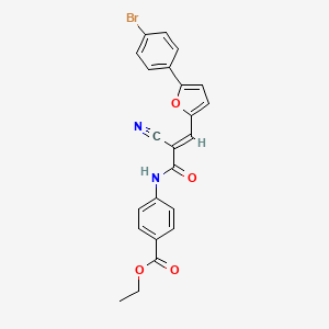 molecular formula C23H17BrN2O4 B2431493 ethyl 4-{3-[5-(4-bromophenyl)furan-2-yl]-2-cyanoprop-2-enamido}benzoate CAS No. 341927-95-5
