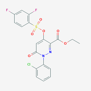 molecular formula C19H13ClF2N2O6S B2431496 Ethyl 1-(2-chlorophenyl)-4-(((2,4-difluorophenyl)sulfonyl)oxy)-6-oxo-1,6-dihydropyridazine-3-carboxylate CAS No. 899991-86-7