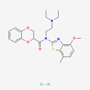 molecular formula C24H30ClN3O4S B2431505 N-(2-(diethylamino)ethyl)-N-(4-methoxy-7-methylbenzo[d]thiazol-2-yl)-2,3-dihydrobenzo[b][1,4]dioxine-2-carboxamide hydrochloride CAS No. 1217062-25-3