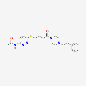 molecular formula C22H29N5O2S B2431506 N-(6-((4-oxo-4-(4-phenethylpiperazin-1-yl)butyl)thio)pyridazin-3-yl)acetamide CAS No. 1105248-32-5