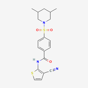 molecular formula C19H21N3O3S2 B2431535 N-(3-cyanothiophen-2-yl)-4-((3,5-dimethylpiperidin-1-yl)sulfonyl)benzamide CAS No. 897615-90-6