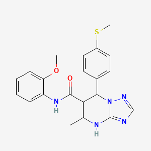 molecular formula C21H23N5O2S B2431545 N-(2-methoxyphenyl)-5-methyl-7-(4-(methylthio)phenyl)-4,5,6,7-tetrahydro-[1,2,4]triazolo[1,5-a]pyrimidine-6-carboxamide CAS No. 1212294-30-8