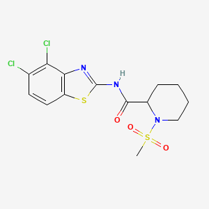 molecular formula C14H15Cl2N3O3S2 B2431554 N-(4,5-dichlorobenzo[d]thiazol-2-yl)-1-(methylsulfonyl)piperidine-2-carboxamide CAS No. 1214197-29-1