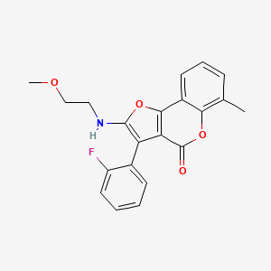 3-(2-fluorophenyl)-2-[(2-methoxyethyl)amino]-6-methyl-4H-furo[3,2-c]chromen-4-one