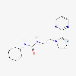 1-cyclohexyl-3-(2-(2-(pyrimidin-2-yl)-1H-imidazol-1-yl)ethyl)urea