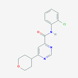 molecular formula C16H16ClN3O2 B2431586 N-(2-Chlorophenyl)-6-(oxan-4-yl)pyrimidine-4-carboxamide CAS No. 2415630-40-7