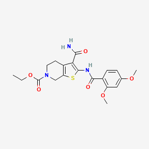 molecular formula C20H23N3O6S B2431595 ethyl 3-carbamoyl-2-(2,4-dimethoxybenzamido)-4,5-dihydrothieno[2,3-c]pyridine-6(7H)-carboxylate CAS No. 864925-68-8