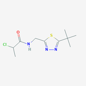 molecular formula C10H16ClN3OS B2431635 N-[(5-Tert-butyl-1,3,4-thiadiazol-2-yl)methyl]-2-chloropropanamide CAS No. 2411216-99-2