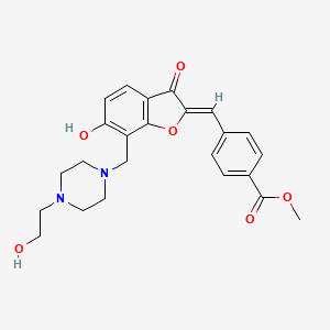 molecular formula C24H26N2O6 B2431636 (Z)-methyl 4-((6-hydroxy-7-((4-(2-hydroxyethyl)piperazin-1-yl)methyl)-3-oxobenzofuran-2(3H)-ylidene)methyl)benzoate CAS No. 869078-50-2