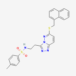 molecular formula C25H23N5O2S2 B2431696 4-methyl-N-(2-{6-[(1-naphthylmethyl)thio][1,2,4]triazolo[4,3-b]pyridazin-3-yl}ethyl)benzenesulfonamide CAS No. 872998-33-9