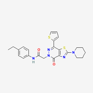 molecular formula C24H25N5O2S2 B2431703 N-(4-ethylphenyl)-2-(4-oxo-2-(piperidin-1-yl)-7-(thiophen-2-yl)thiazolo[4,5-d]pyridazin-5(4H)-yl)acetamide CAS No. 1105233-96-2