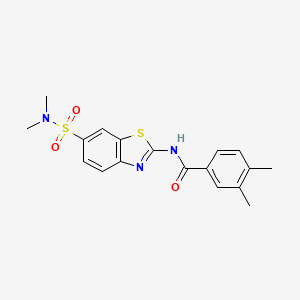 molecular formula C18H19N3O3S2 B2431723 N-[6-(dimethylsulfamoyl)-1,3-benzothiazol-2-yl]-3,4-dimethylbenzamide CAS No. 923186-85-0