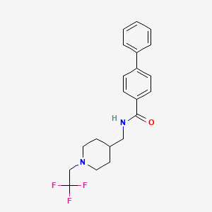 molecular formula C21H23F3N2O B2431728 N-{[1-(2,2,2-trifluoroethyl)piperidin-4-yl]methyl}-[1,1'-biphenyl]-4-carboxamide CAS No. 2309587-82-2