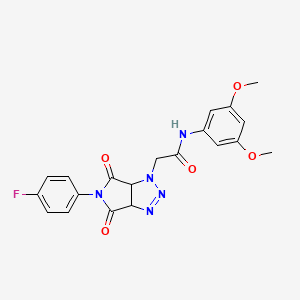 molecular formula C20H18FN5O5 B2431741 N-(3,5-dimethoxyphenyl)-2-[5-(4-fluorophenyl)-4,6-dioxo-1H,3aH,4H,5H,6H,6aH-pyrrolo[3,4-d][1,2,3]triazol-1-yl]acetamide CAS No. 1052606-08-2