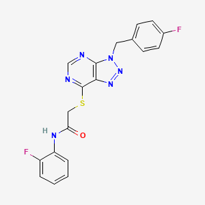 molecular formula C19H14F2N6OS B2431767 N-(2-fluorophenyl)-2-({3-[(4-fluorophenyl)methyl]-3H-[1,2,3]triazolo[4,5-d]pyrimidin-7-yl}sulfanyl)acetamide CAS No. 863457-67-4