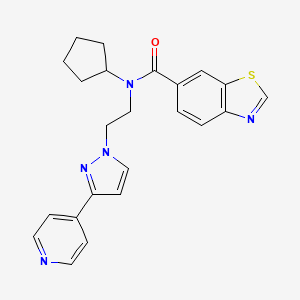 molecular formula C23H23N5OS B2431774 N-cyclopentyl-N-(2-(3-(pyridin-4-yl)-1H-pyrazol-1-yl)ethyl)benzo[d]thiazole-6-carboxamide CAS No. 2034419-77-5