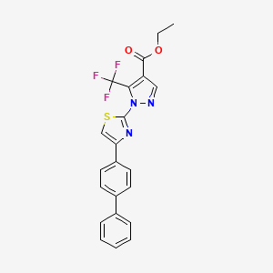 molecular formula C22H16F3N3O2S B2431776 Ethyl 1-[4-(4-phenylphenyl)-1,3-thiazol-2-yl]-5-(trifluoromethyl)pyrazole-4-carboxylate CAS No. 956779-56-9
