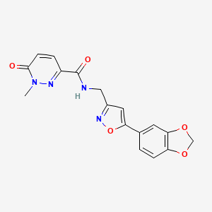 molecular formula C17H14N4O5 B2431790 N-((5-(benzo[d][1,3]dioxol-5-yl)isoxazol-3-yl)methyl)-1-methyl-6-oxo-1,6-dihydropyridazine-3-carboxamide CAS No. 1206998-39-1