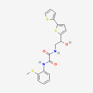 molecular formula C19H18N2O3S3 B2431808 N-(2-{[2,2'-bithiophene]-5-yl}-2-hydroxyethyl)-N'-[2-(methylsulfanyl)phenyl]ethanediamide CAS No. 2097897-71-5