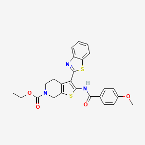 molecular formula C25H23N3O4S2 B2431809 ethyl 3-(1,3-benzothiazol-2-yl)-2-(4-methoxybenzamido)-4H,5H,6H,7H-thieno[2,3-c]pyridine-6-carboxylate CAS No. 946276-63-7